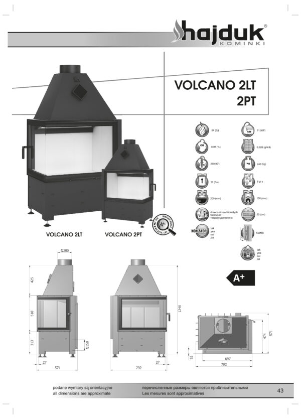 wklad kominkowy hajduk Volcano-2PT 2LT